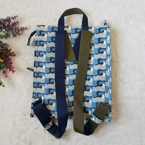 Orla Kiely Vintage Blue Poolside Heligan Marine Liston Backpack Tote Bag
